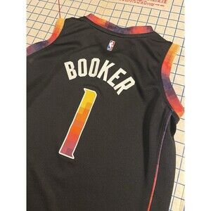 Phoenix Suns NBA Devin Booker Basketball PHX Jersey Youth LARGE Black AUTHENTIC